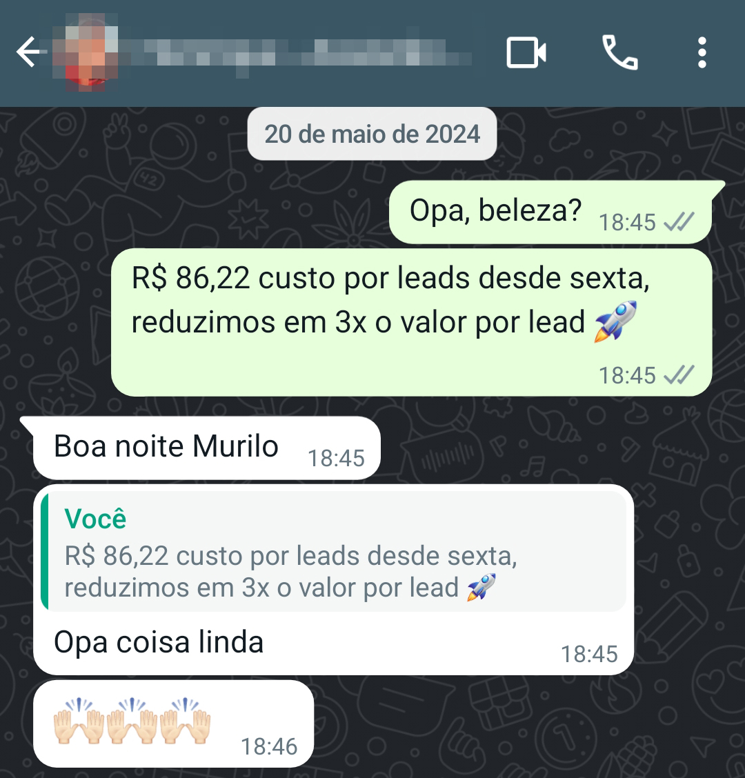 Captura de depoimento de cliente pelo WhatsApp, 14