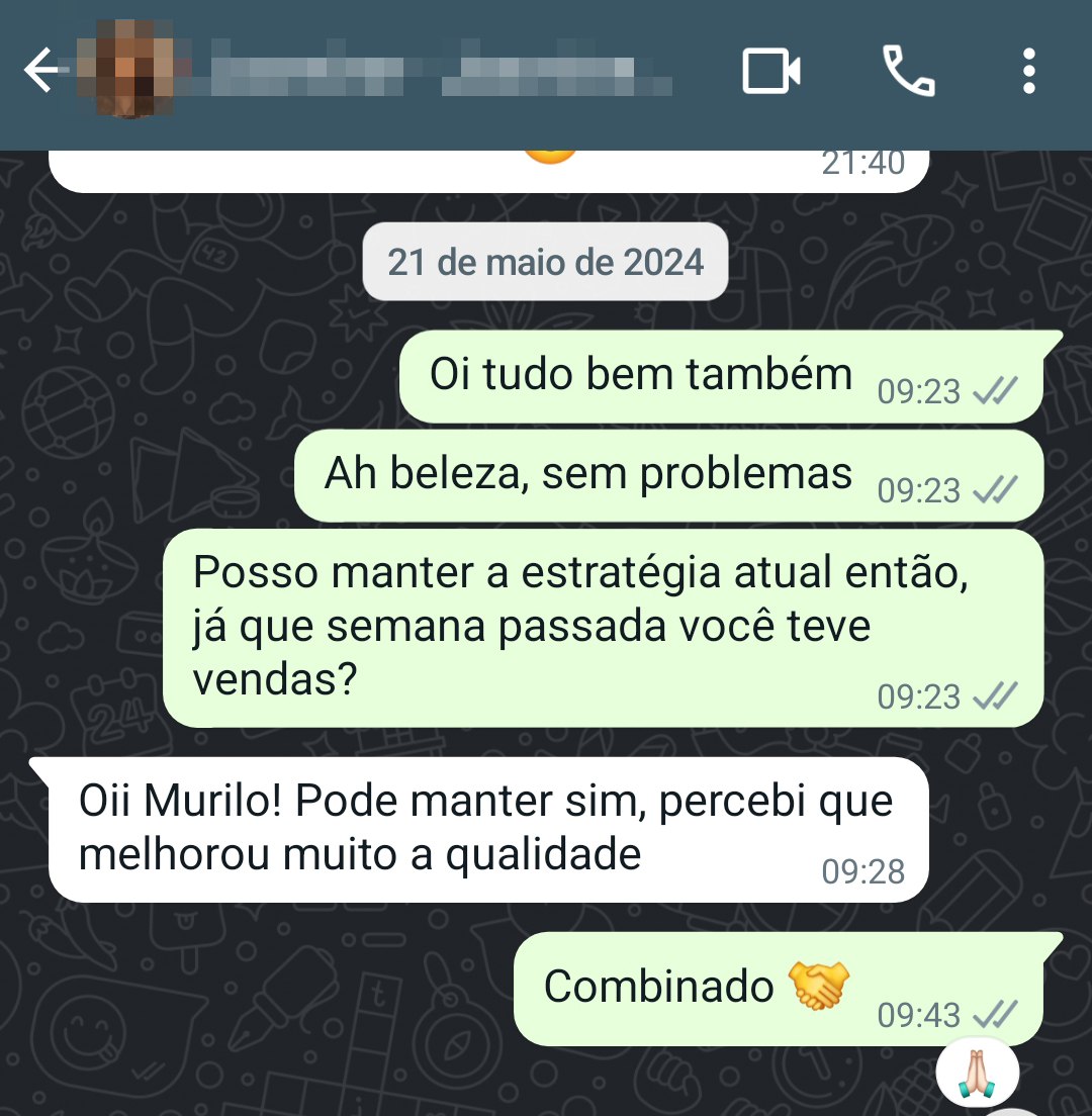 Captura de depoimento de cliente pelo WhatsApp, 15