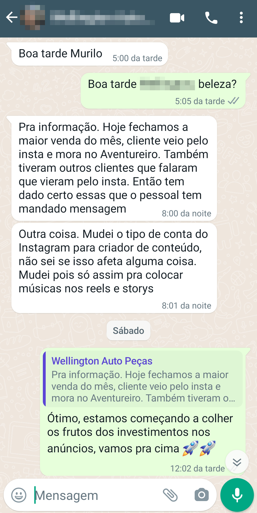 Captura de depoimento de cliente pelo WhatsApp, 4