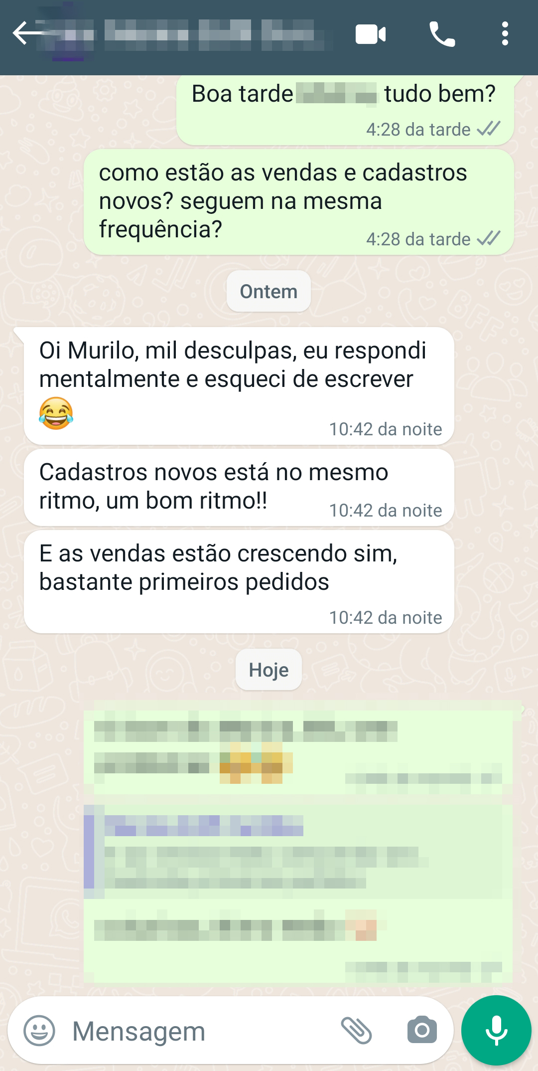 Captura de depoimento de cliente pelo WhatsApp, 5