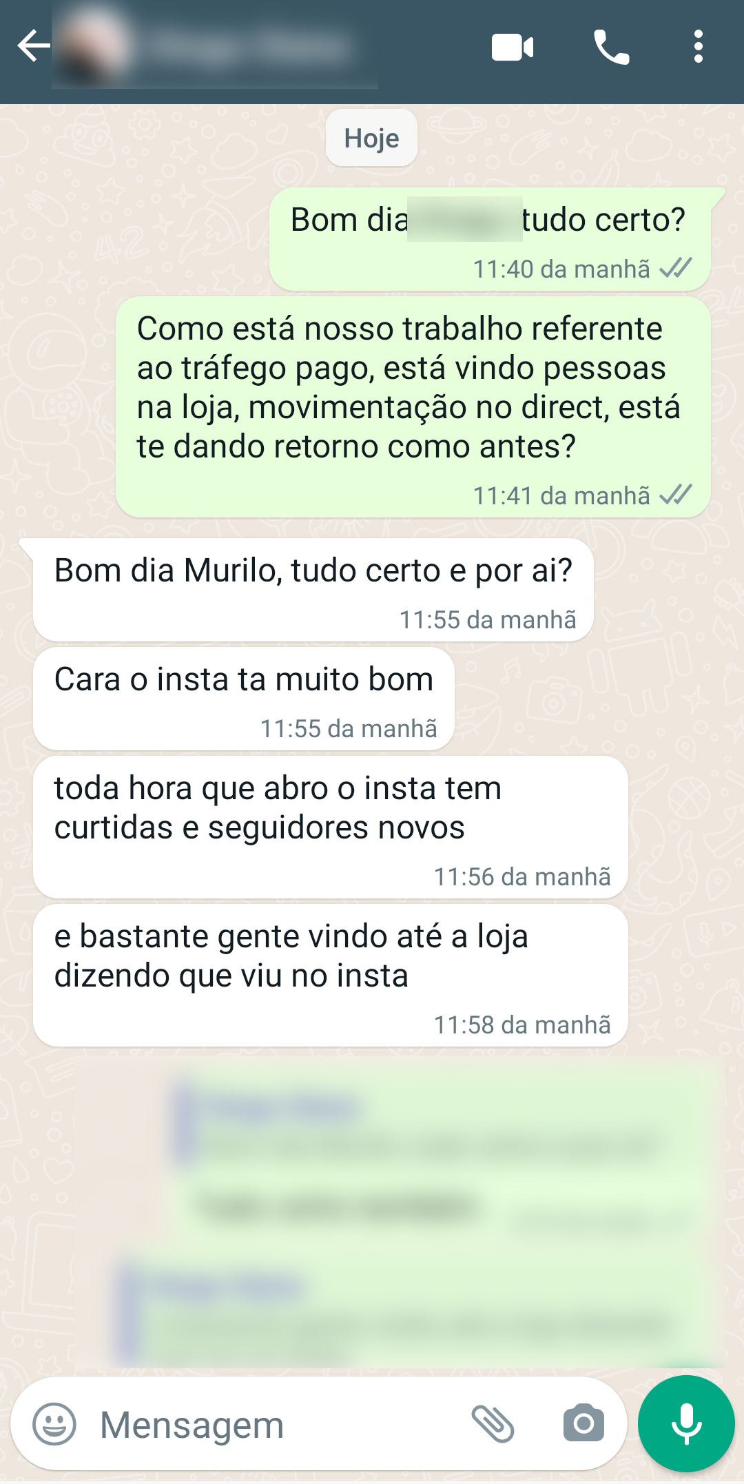 Captura de depoimento de cliente pelo WhatsApp, 7